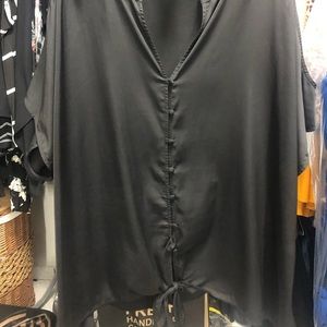 Black Cold Shoulder Top with waist tie